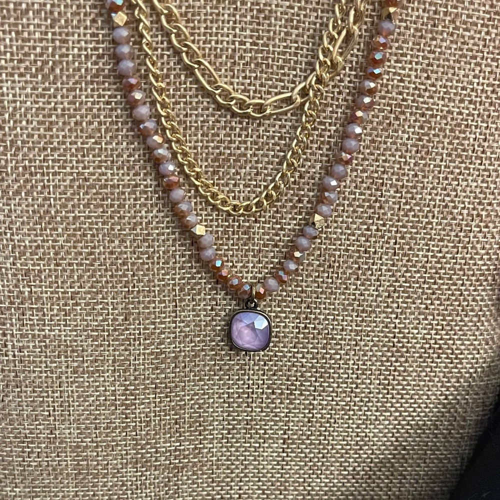 Pink Panache Gold and Lavender Multi-Strand Necklace